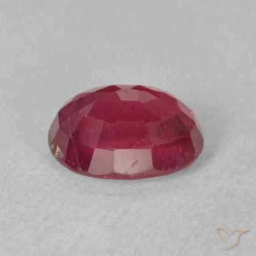Ruby Gemstone in 8 x 6 mm (calibrated) Size for Sale, Ruby Stone in Medium Dark-Red Color