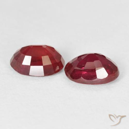 Ruby Gemstones in 7 x 5 mm (calibrated) Size for Sale, Ruby Stones in Dark Red Color