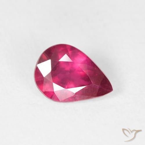 0.89 ct Red Ruby Stone, Natural Ruby in Pear Facet Shape for Sale