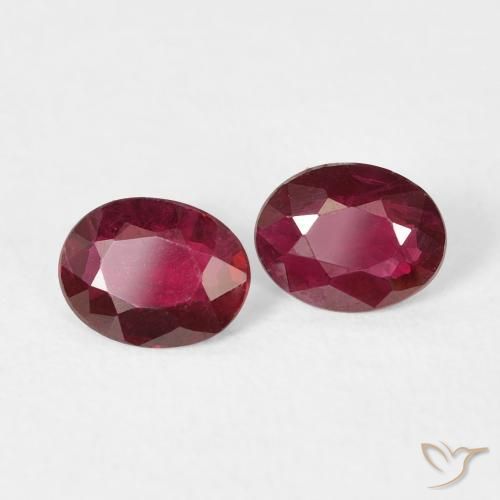 0.59 ctw Red Ruby Stones, Natural Ruby in Oval Facet Shape for Sale