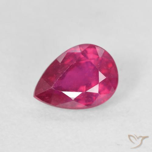1.11ct Natural Light Red Ruby, Pear Shape, VS