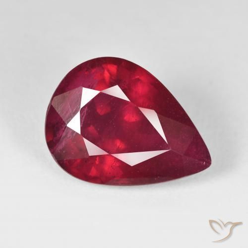 12.94 ct Red Ruby Stone, Natural Ruby in Pear Facet Shape for Sale