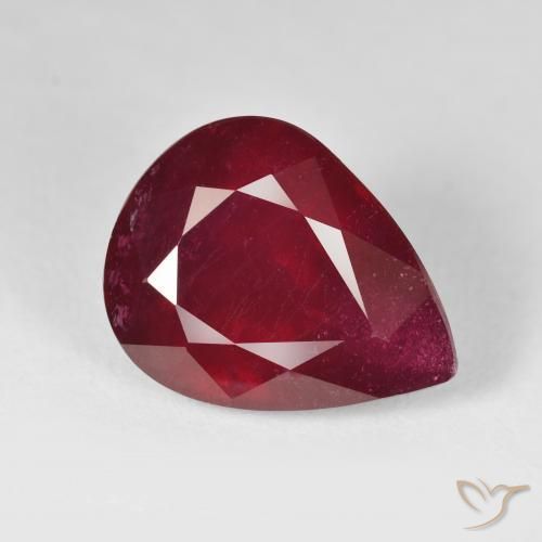 14.72 ct Red Ruby Stone, Natural Ruby in Pear Facet Shape for Sale
