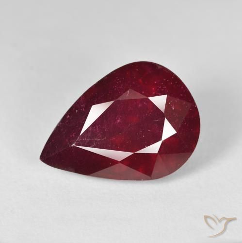 15.39 ct Red Ruby Stone, Natural Ruby in Pear Facet Shape for Sale