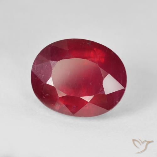 6.53 ct Red Ruby Stone, Natural Ruby in Oval Facet Shape for Sale