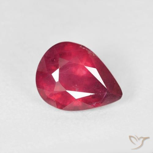 2.34 ct Red Ruby Stone, Natural Ruby in Pear Facet Shape for Sale
