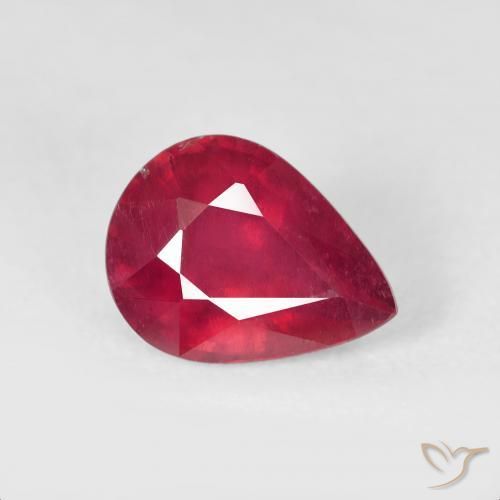 2.58 ct Red Ruby Stone, Natural Ruby in Pear Facet Shape for Sale