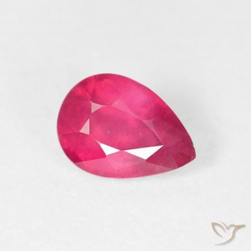 1.18 ct Red Ruby Stone, Natural Ruby in Pear Facet Shape for Sale