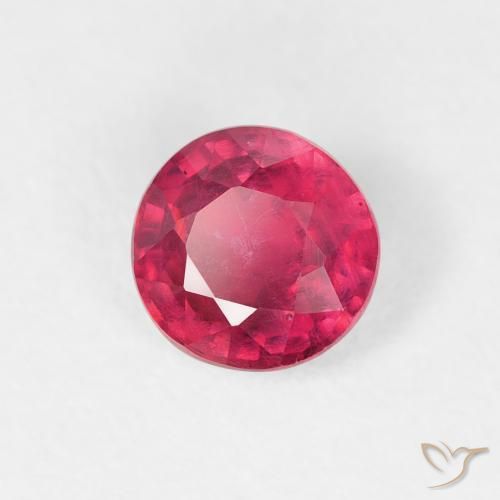 0.94 ct Red Ruby Stone, Natural Ruby in Round Facet Shape for Sale