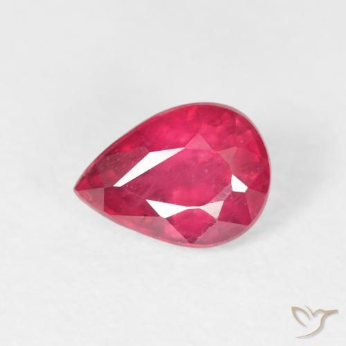 1.11ct Natural Medium Red Ruby, Pear Shape, VS-SI