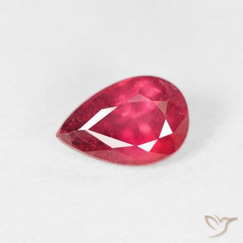 0.71 ct Red Ruby Stone, Natural Ruby in Pear Facet Shape for Sale
