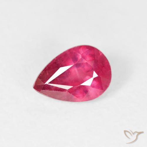 0.63ct Natural Light Red Ruby, Pear Shape, VS-SI
