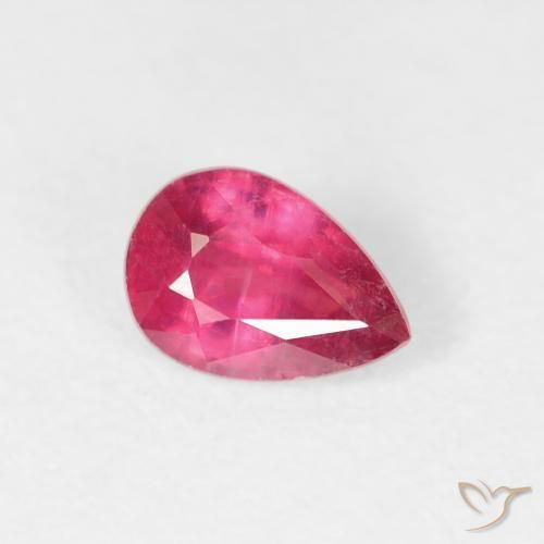 0.63 ct Red Ruby Stone, Natural Ruby in Pear Facet Shape for Sale