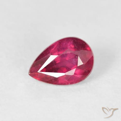 0.66 ct Red Ruby Stone, Natural Ruby in Pear Facet Shape for Sale