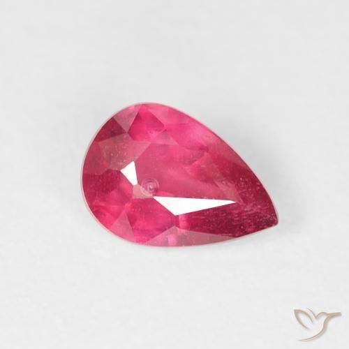 0.60 ct Red Ruby Stone, Natural Ruby in Pear Facet Shape for Sale