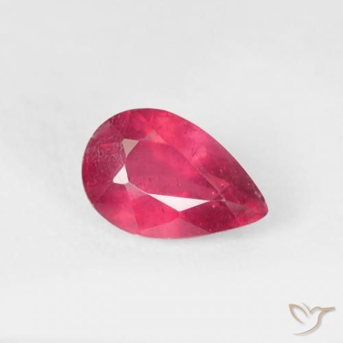 0.71 ct Red Ruby Stone, Natural Ruby in Pear Facet Shape for Sale
