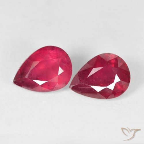 3.53ctw Natural Medium Red Rubies, Pear Shape, VS-SI