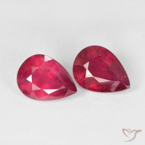 3.53 ctw Red Ruby Stones, Natural Ruby in Pear Facet Shape for Sale