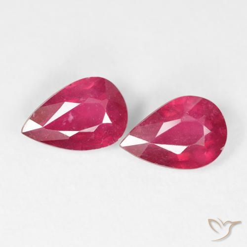 1.53ctw Natural Deep Crimson Rubies, Pear Shape, VS-SI