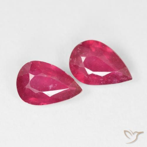 1.53 ctw Red Ruby Stones, Natural Ruby in Pear Facet Shape for Sale