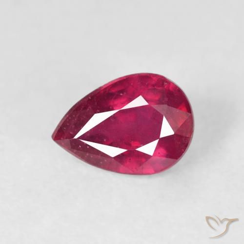 1.12ct Natural Medium Dark-Red Ruby, Pear Shape, VS-SI