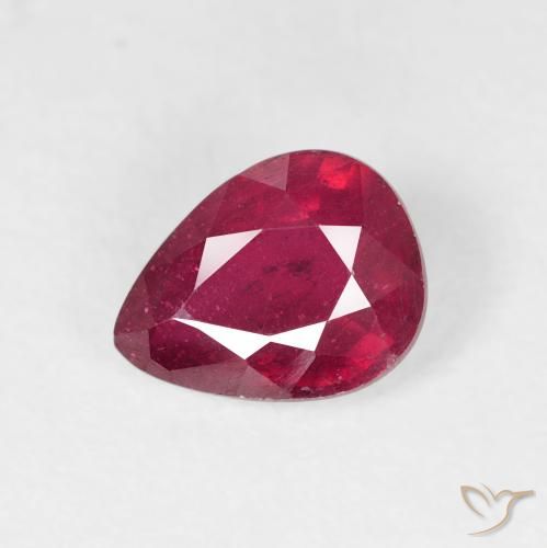 1.58ct Natural Medium Dark-Red Ruby, Pear Shape, VS-SI