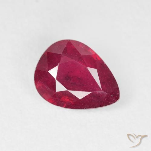 1.58 ct Red Ruby Stone, Natural Ruby in Pear Facet Shape for Sale