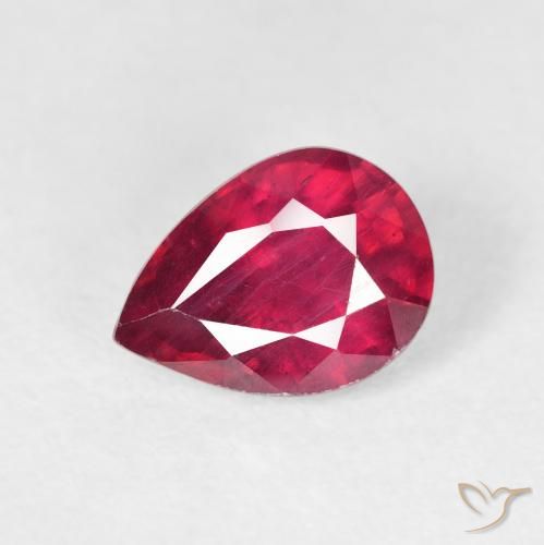 1.86ct Natural Medium Dark-Red Ruby, Pear Shape, VS-SI