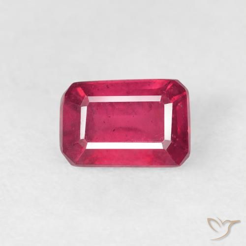 0.98 ct Red Ruby Gemstone, Ruby Gem in Octagon Step Cut Shape for Sale.