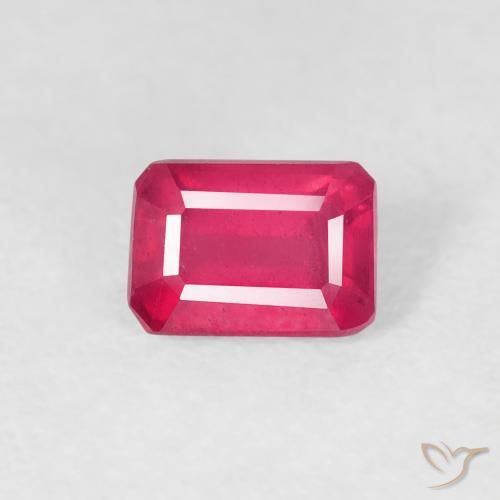0.82ct Natural Medium Red Ruby, Emerald Cut, VS