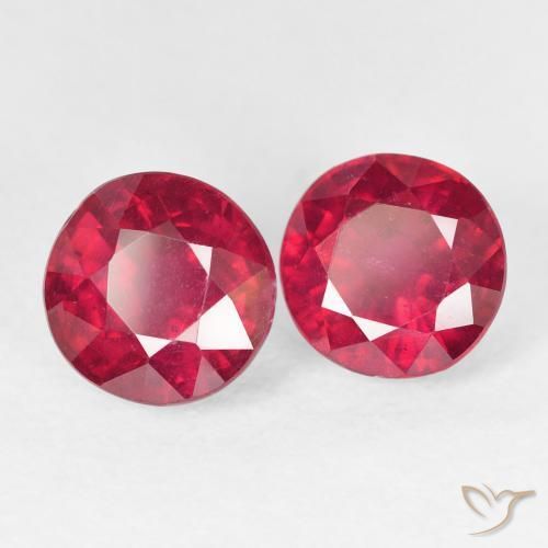 4.48 ctw Red Ruby Stones, Natural Ruby in Round Facet Shape for Sale