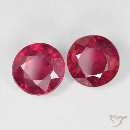 2.38 ctw Red Ruby Stones, Natural Ruby in Round Facet Shape for Sale