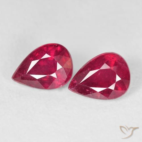 2.07ctw Natural Jam Red Rubies, Pear Shape, VS
