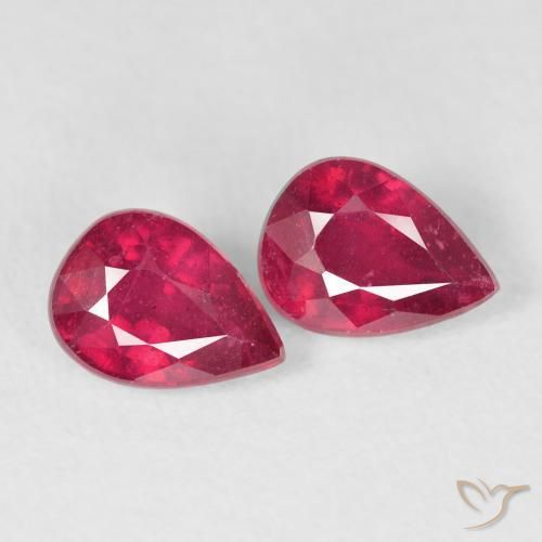 2.07 ctw Red Ruby Stones, Natural Ruby in Pear Facet Shape for Sale