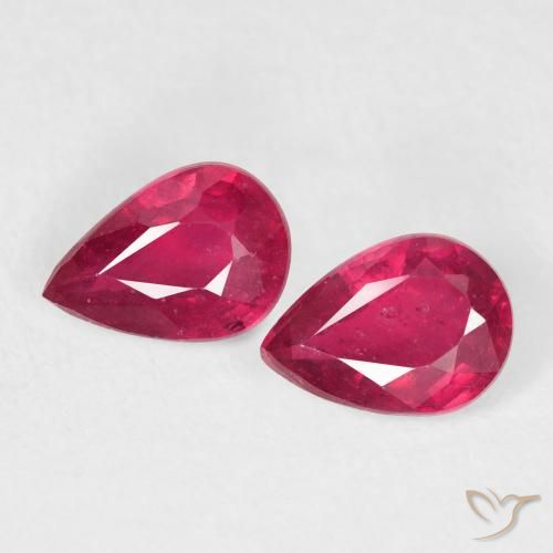 1.59ctw Natural Medium Red Rubies, Pear Shape, VS