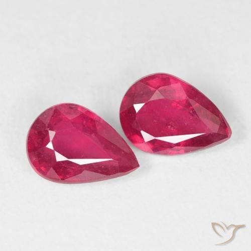 1.59 ctw Red Ruby Stones, Natural Ruby in Pear Facet Shape for Sale
