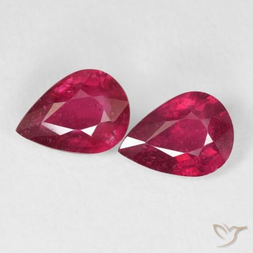 2.56ctw Natural Deep Crimson Rubies, Pear Shape, VS