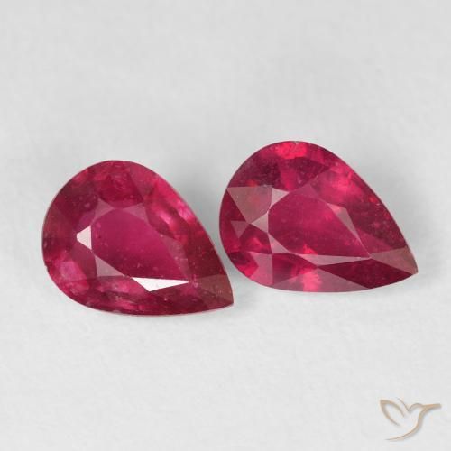 2.56 ctw Red Ruby Stones, Natural Ruby in Pear Facet Shape for Sale