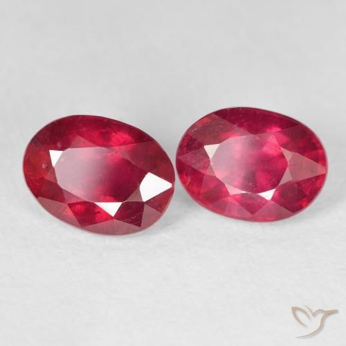 4.15 ctw Red Ruby Stones, Natural Ruby in Oval Facet Shape for Sale