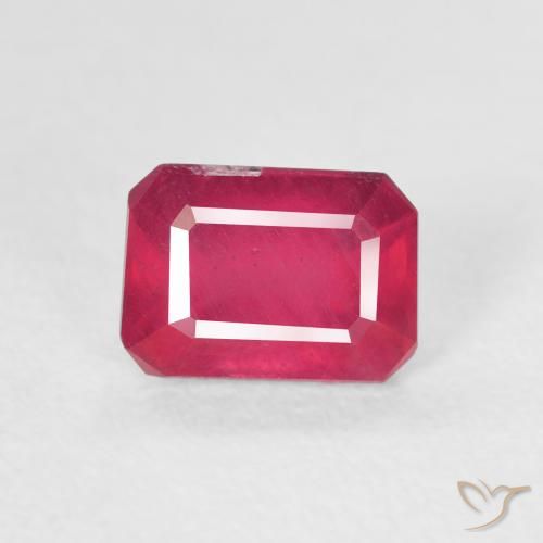 1.50ct Natural Light Red Ruby, Emerald Cut, SI