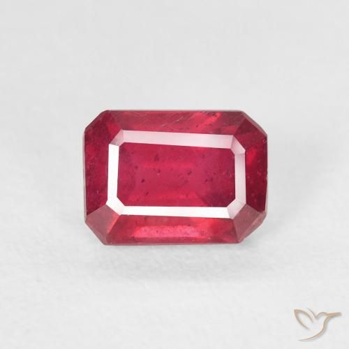 1.43ct Natural Jam Red Ruby, Emerald Cut, VS