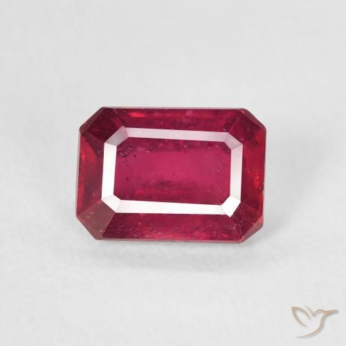 1.32ct Natural Medium Dark-Red Ruby, Emerald Cut, VS
