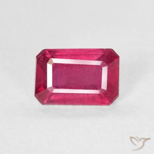 1.08ct Natural Deep Reddish Pink Ruby, Emerald Cut, VS