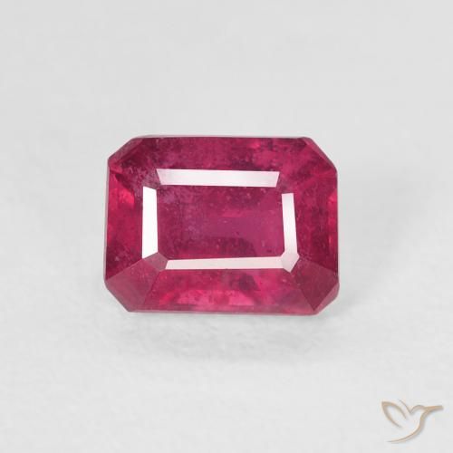 1.37ct Natural Pinkish Red Ruby, Emerald Cut, VS