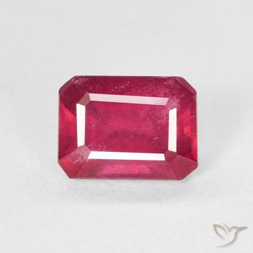 1.59ct Natural Medium Dark-Red Ruby, Emerald Cut, VS