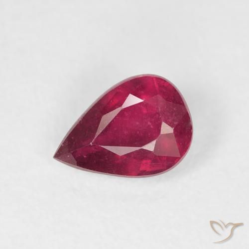 1.03 ct Red Ruby Stone, Natural Ruby in Pear Facet Shape for Sale