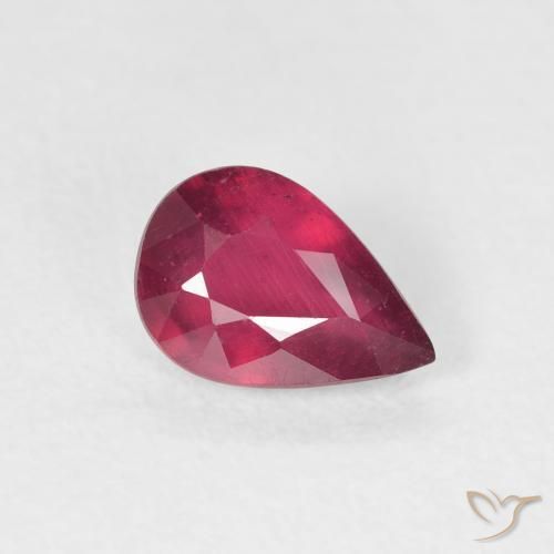 0.97ct Natural Deep Reddish Pink Ruby, Pear Shape, VS-SI