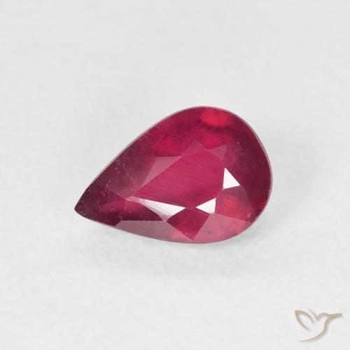 0.97 ct Red Ruby Stone, Natural Ruby in Pear Facet Shape for Sale