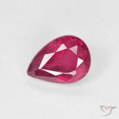 1.01ct Natural Deep Reddish Pink Ruby, Pear Shape, VS-SI