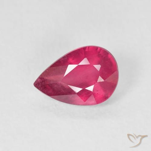 0.95ct Natural Medium Dark-Red Ruby, Pear Shape, VS-SI